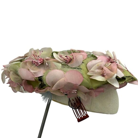 Vintage 50s Patrice Floral Ring Hat Pink Silk Flowers Fascinator main image 9